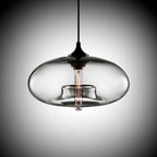 Lampa Wisząca Modernistyczna ze Szklanym Kloszem w Kształcie Elipsy - 7
