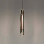 Lampa Wisząca Modernistyczna ze Szklanym Kloszem w Kształcie Walca - Szary