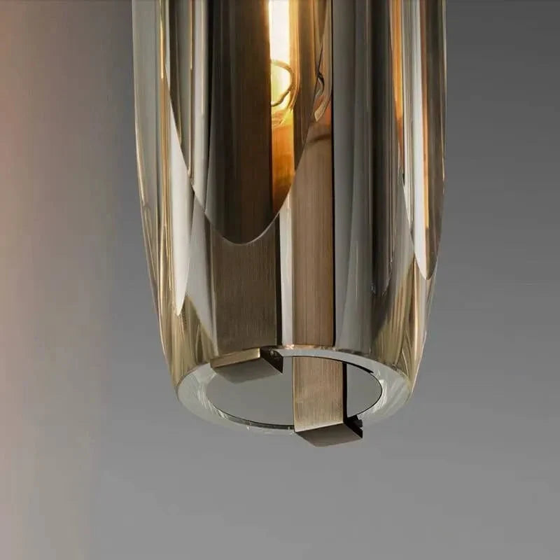 Lampa Wisząca Modernistyczna ze Szklanym Kloszem w Kształcie Walca - 6