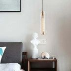 Lampa Wisząca Modernistyczna ze Szklanym Kloszem w Kształcie Walca - Przezroczysty