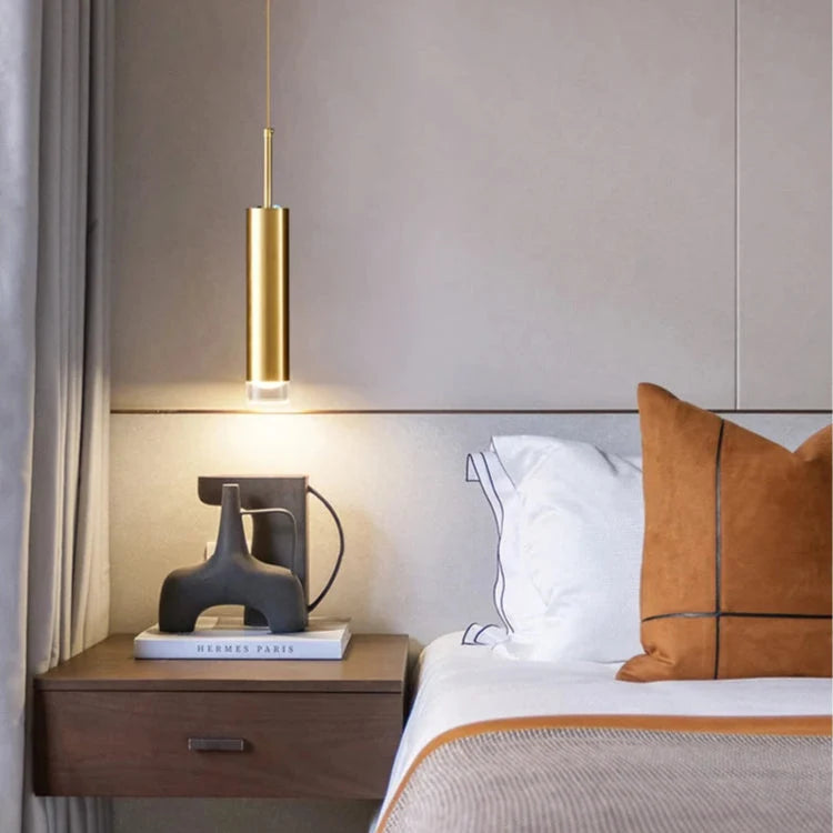 Lampa Wisząca Nowoczesna z Cylindrycznym Kloszem i Kryształowym Zakończeniem - 4