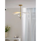 Lampa Wisząca Nowoczesna z Falującymi Kloszami na Złotym Drążku - 9