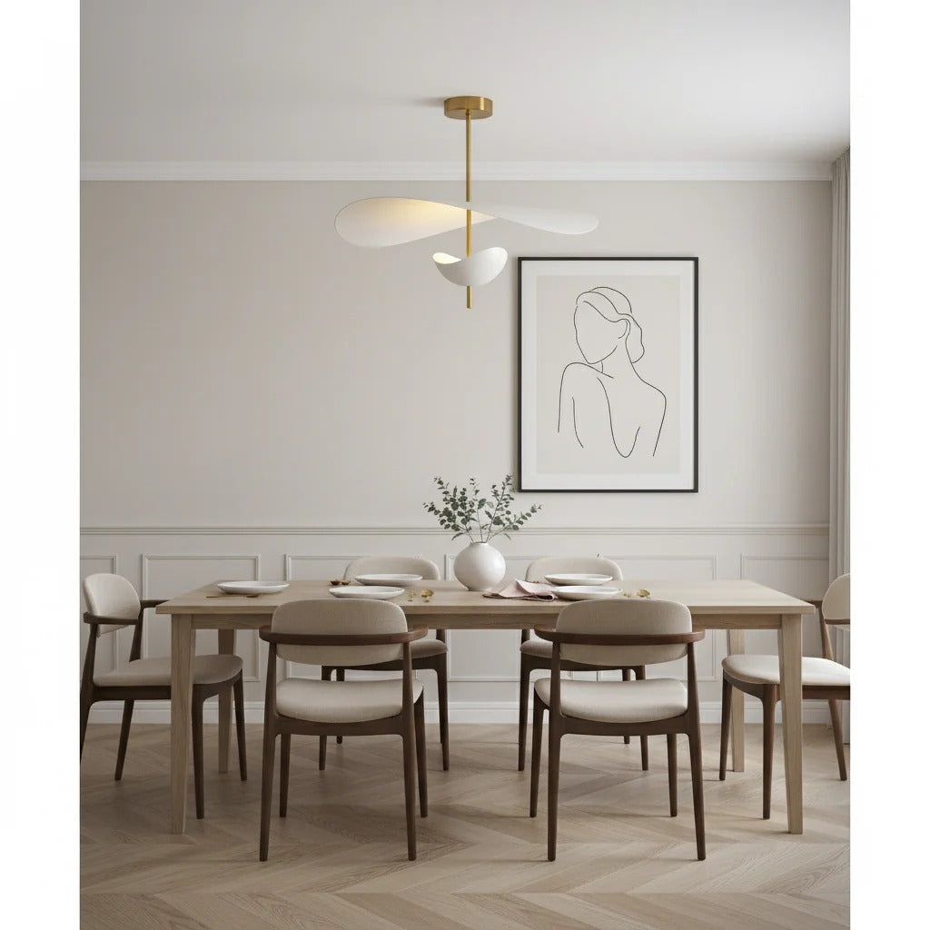 Lampa Wisząca Nowoczesna z Falującymi Kloszami na Złotym Drążku - 23
