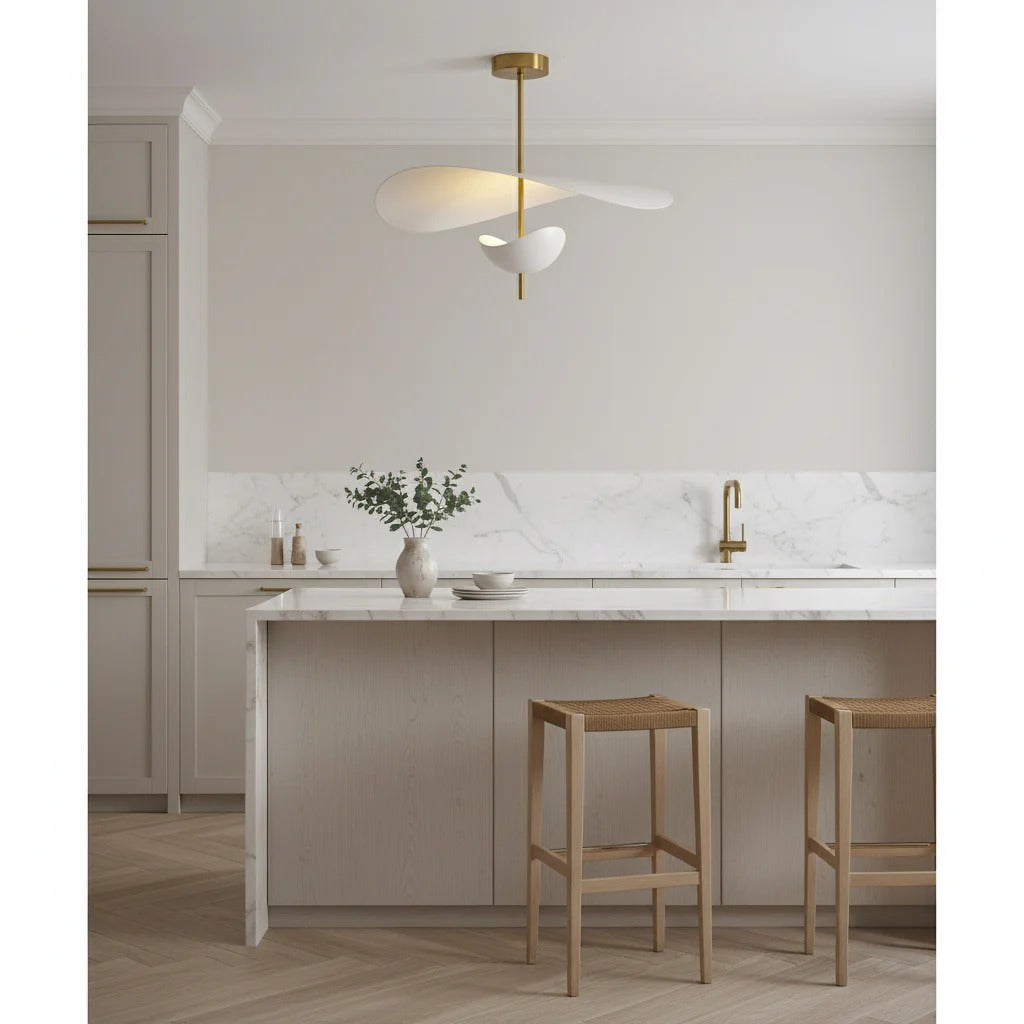 Lampa Wisząca Nowoczesna z Falującymi Kloszami na Złotym Drążku - 24