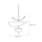 Lampa Wisząca Nowoczesna z Falującymi Kloszami na Złotym Drążku - 5