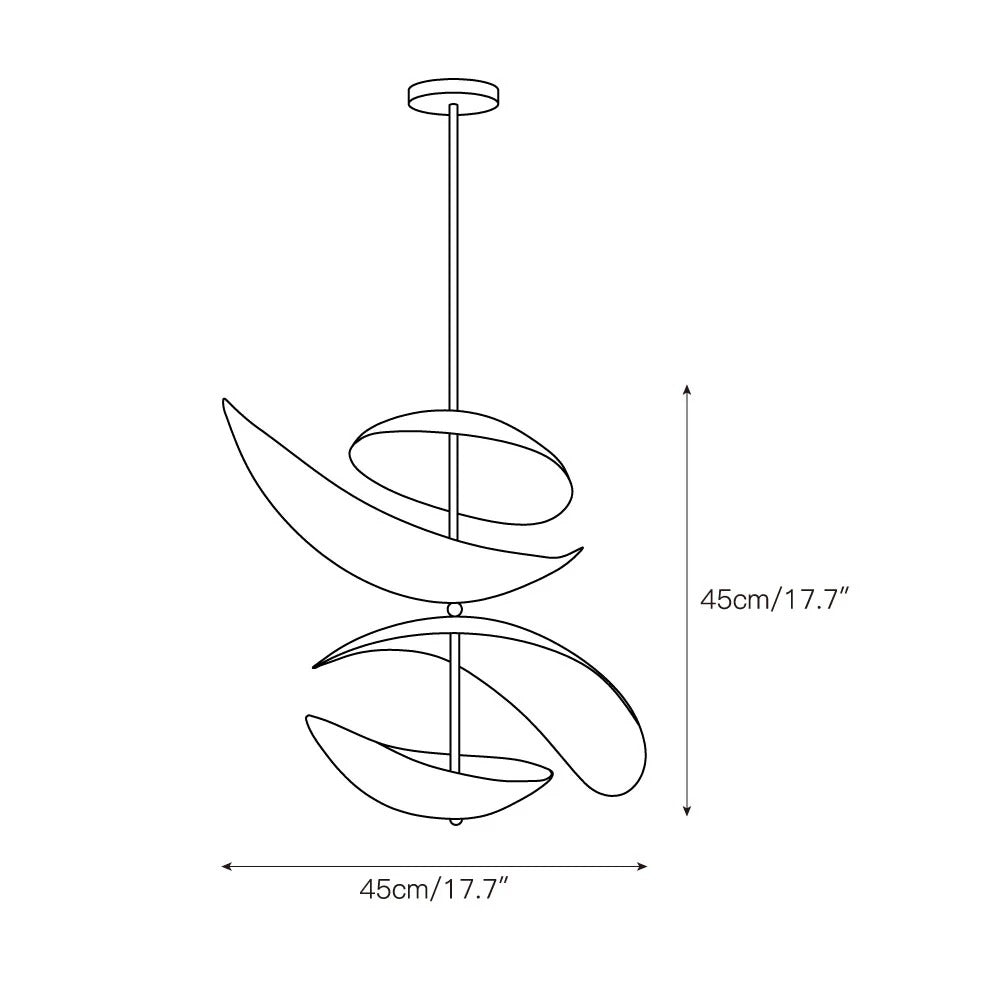 Lampa Wisząca Nowoczesna z Falującymi Kloszami na Złotym Drążku - 6
