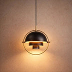 Lampa Wisząca Nowoczesna z Obrotowym Kloszem Kopułkowym i Złotą Ramą - Czarny