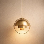 Lampa Wisząca Nowoczesna z Obrotowym Kloszem Kopułkowym i Złotą Ramą - Złoty