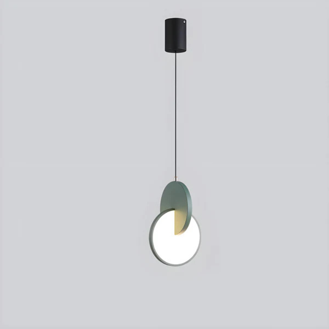 Lampa Wisząca Nowoczesna z Okrągłą Tarczą i Obręczą - Zielony