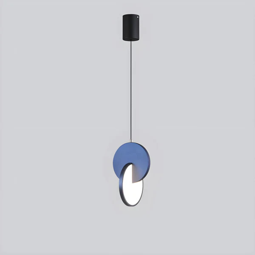 Lampa Wisząca Nowoczesna z Okrągłą Tarczą i Obręczą - Niebieski