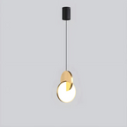 Lampa Wisząca Nowoczesna z Okrągłą Tarczą i Obręczą - Złoty