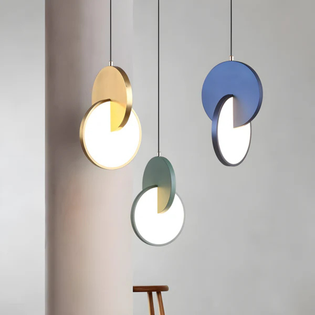 Lampa Wisząca Nowoczesna z Okrągłą Tarczą i Obręczą - 3