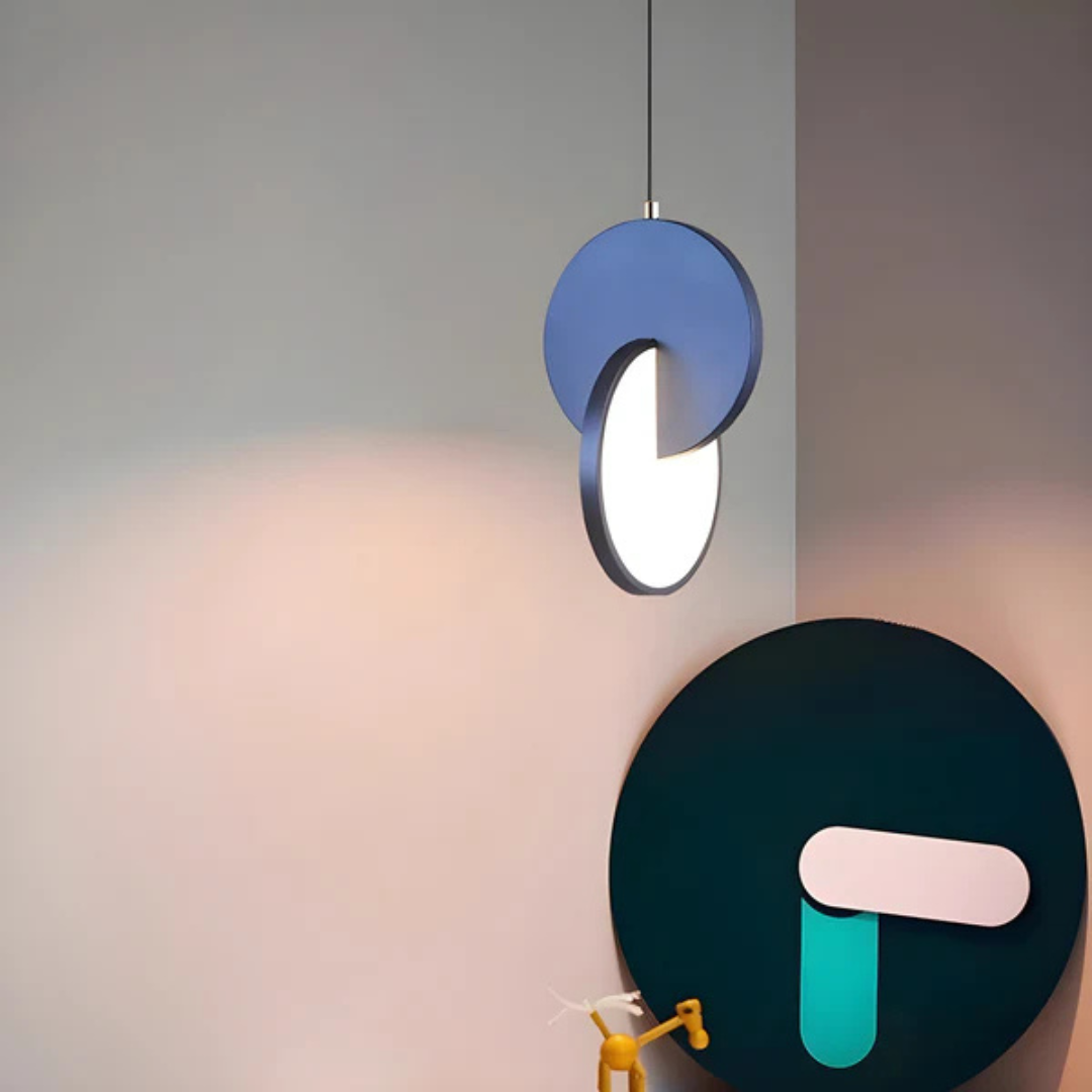Lampa Wisząca Nowoczesna z Okrągłą Tarczą i Obręczą - 8
