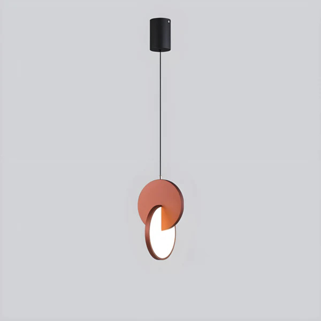 Lampa Wisząca Nowoczesna z Okrągłą Tarczą i Obręczą - Czerwony