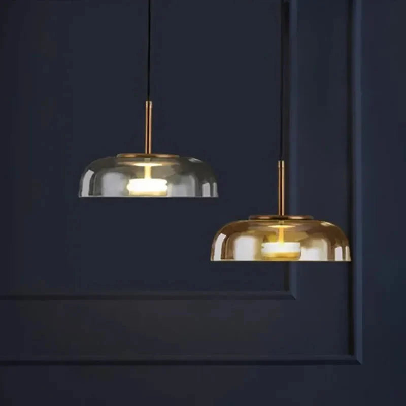 Lampa Wisząca Nowoczesna z Okrągłym Kloszem Szklanym z Regulowaną Wysokością - 3