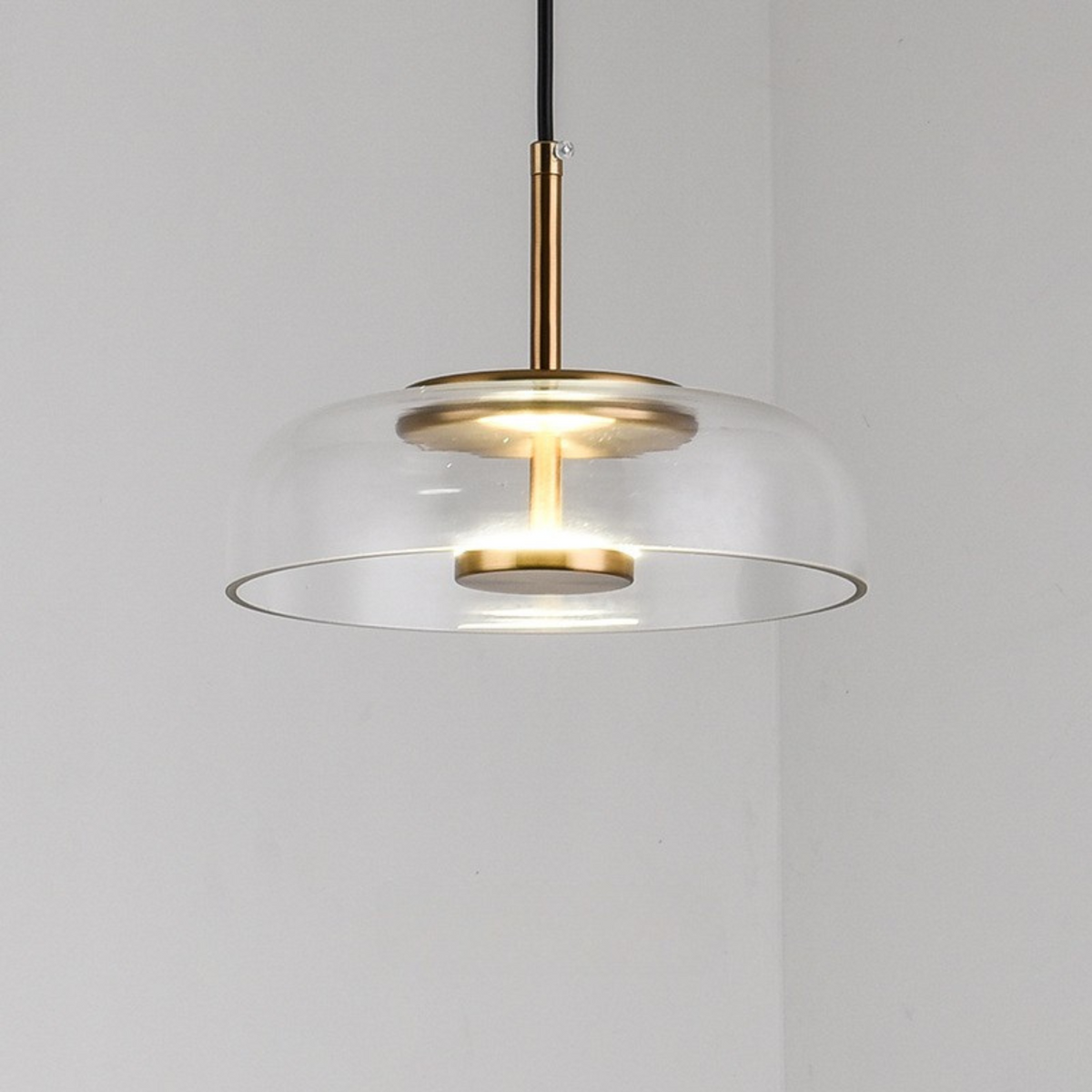 Lampa Wisząca Nowoczesna z Okrągłym Kloszem Szklanym z Regulowaną Wysokością - Przezroczysty