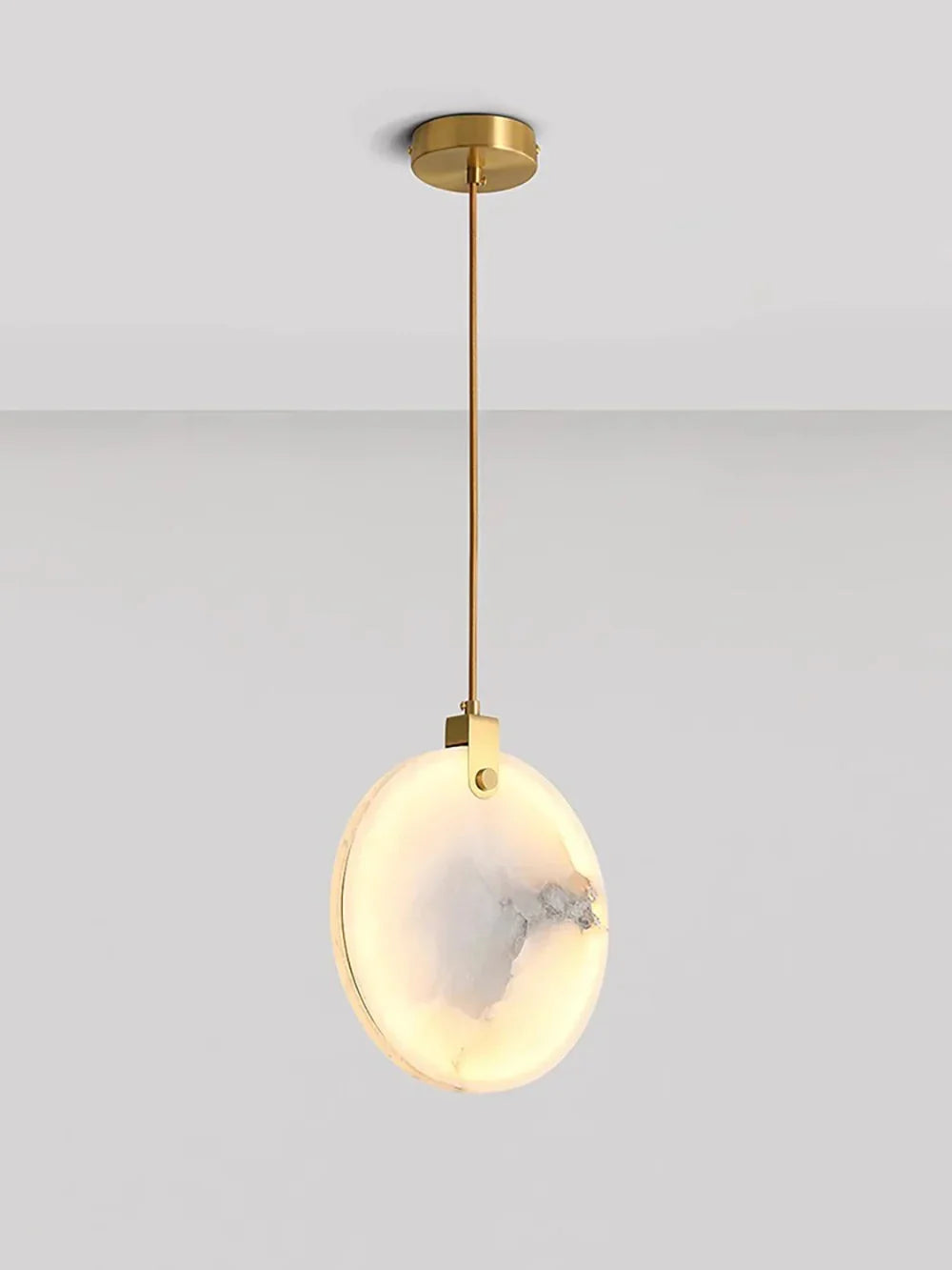 Lampa Wisząca Nowoczesna z Okrągłymi Kloszami Marmurowymi na Złotej Linie - 20