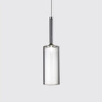 Lampa Wisząca Nowoczesna ze Szklanym Kloszem Cylindrycznym - Przezroczysty