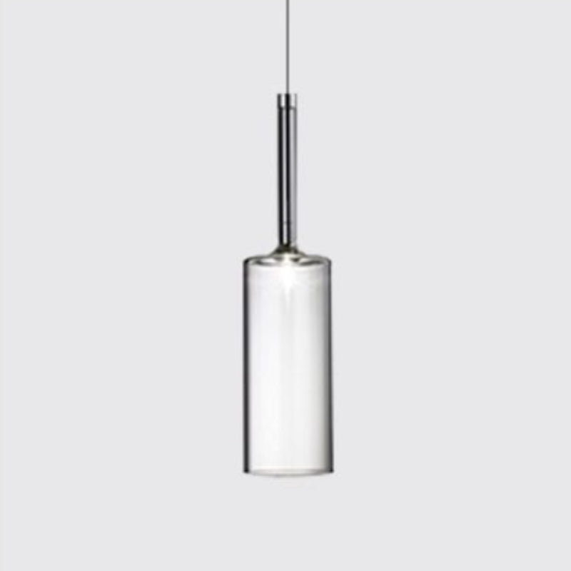 Lampa Wisząca Nowoczesna ze Szklanym Kloszem Cylindrycznym - Przezroczysty