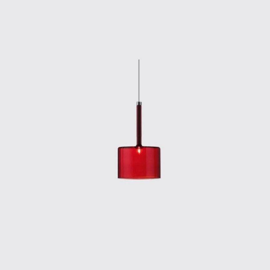 Lampa Wisząca Nowoczesna ze Szklanym Kloszem Cylindrycznym - Czerwony