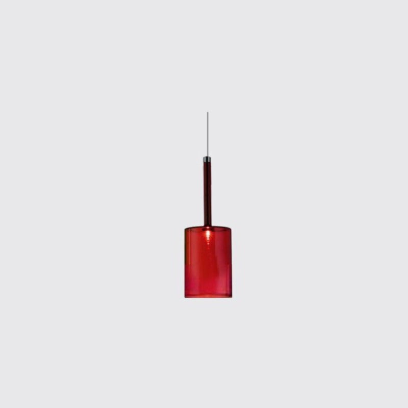 Lampa Wisząca Nowoczesna ze Szklanym Kloszem Cylindrycznym - Czerwony