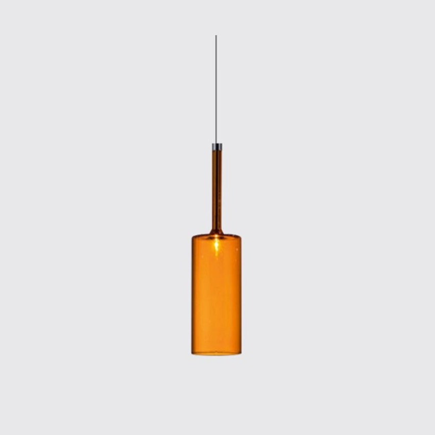 Lampa Wisząca Nowoczesna ze Szklanym Kloszem Cylindrycznym - Pomarańczowy