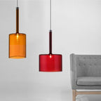 Lampa Wisząca Nowoczesna ze Szklanym Kloszem Cylindrycznym