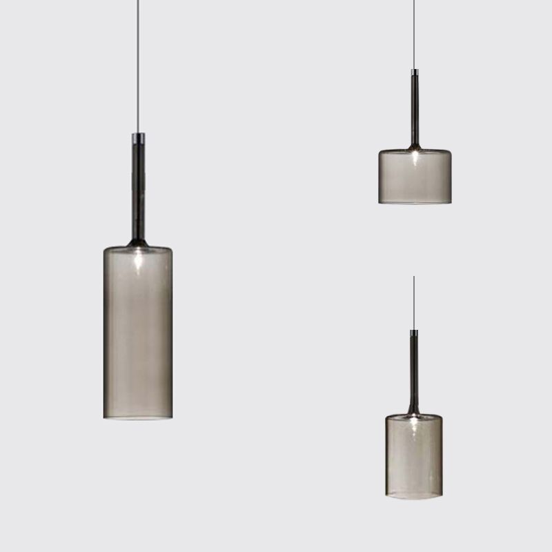 Lampa Wisząca Nowoczesna ze Szklanym Kloszem Cylindrycznym - 7
