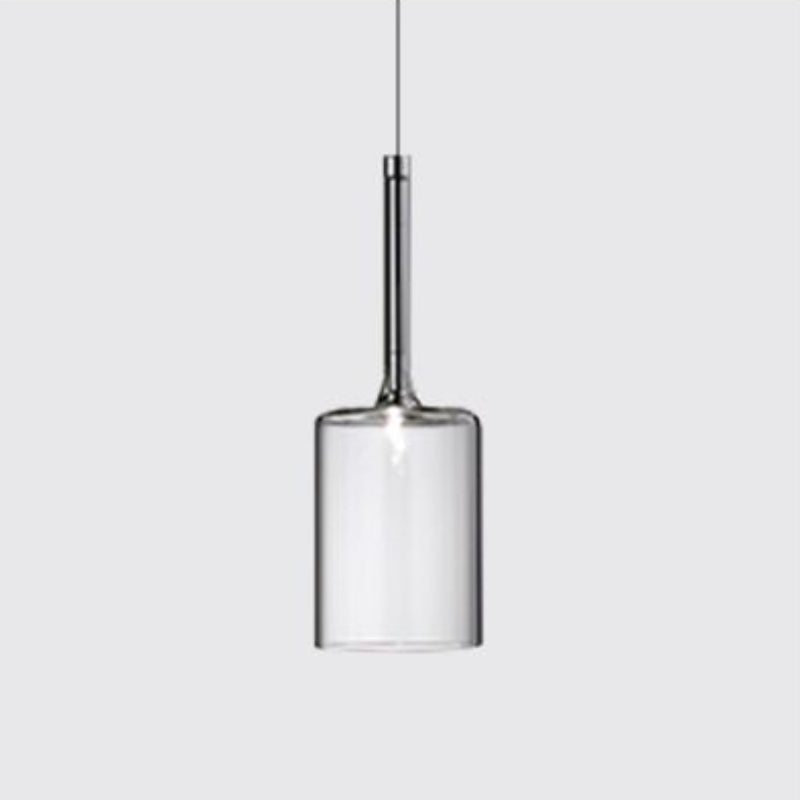 Lampa Wisząca Nowoczesna ze Szklanym Kloszem Cylindrycznym - Przezroczysty