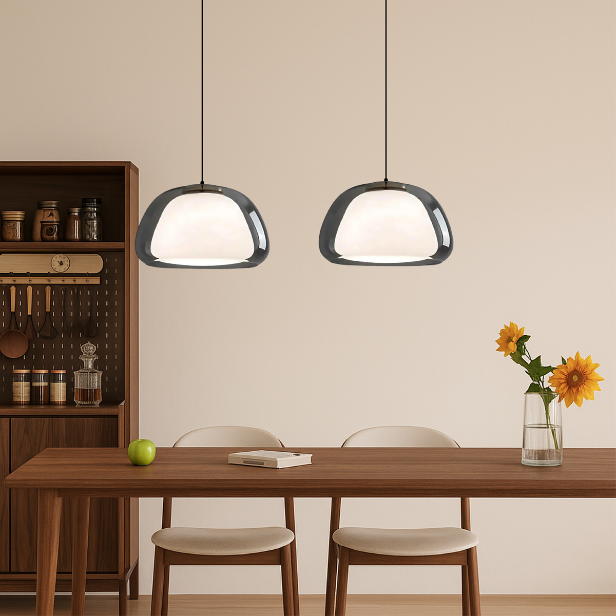 Lampa Wisząca Nowoczesna ze Szklanym Kloszem i Organiczną Formą - 3