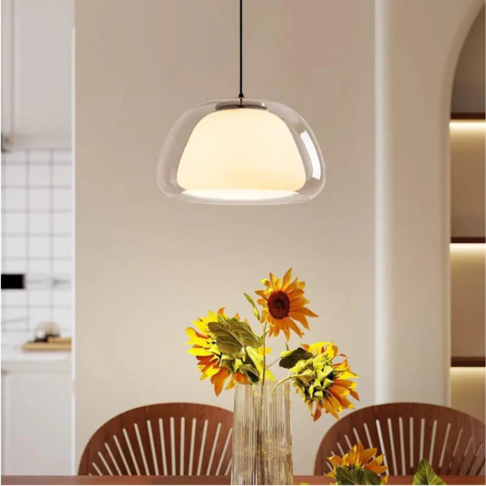 Lampa Wisząca Nowoczesna ze Szklanym Kloszem i Organiczną Formą - 4