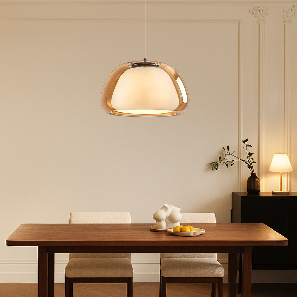 Lampa Wisząca Nowoczesna ze Szklanym Kloszem i Organiczną Formą - 5