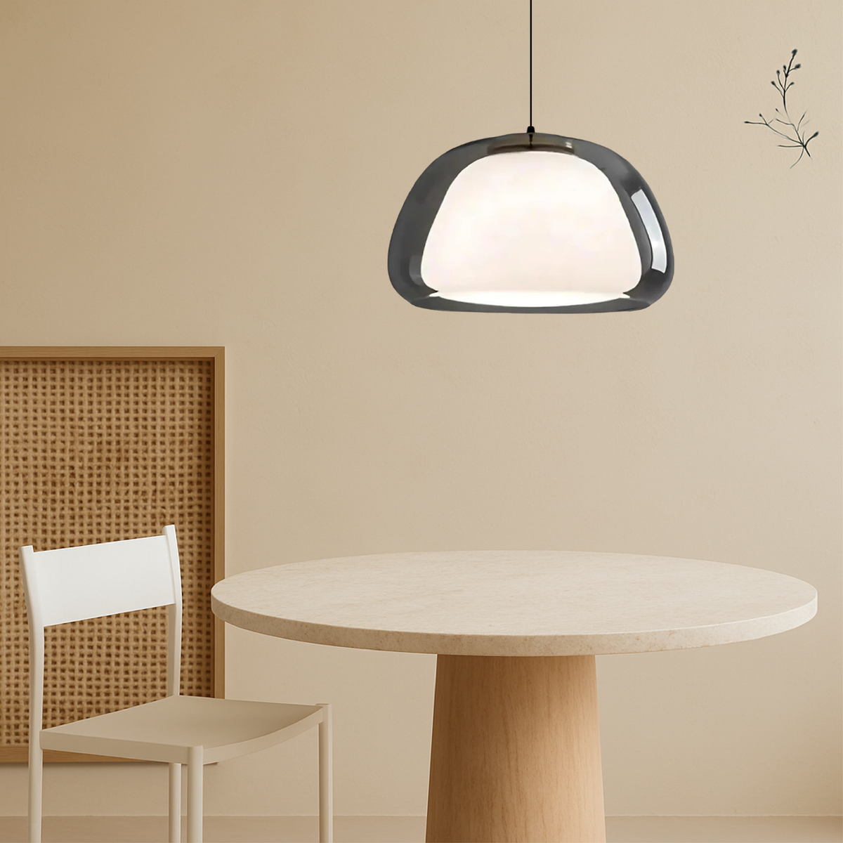 Lampa Wisząca Nowoczesna ze Szklanym Kloszem i Organiczną Formą - 7