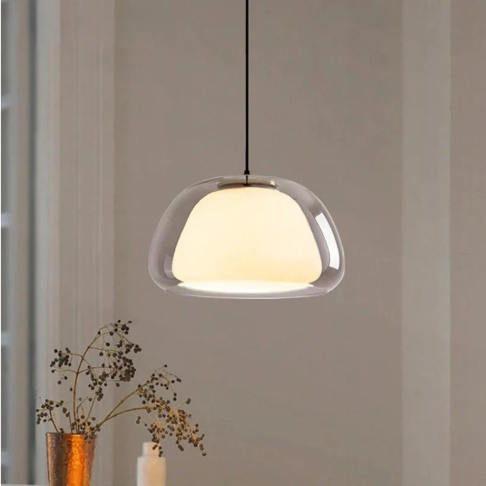 Lampa Wisząca Nowoczesna ze Szklanym Kloszem i Organiczną Formą - 9