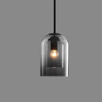 Lampa Wisząca Nowoczesna ze Szklanym Kloszem i Regulowaną Długością Kabla - Szary