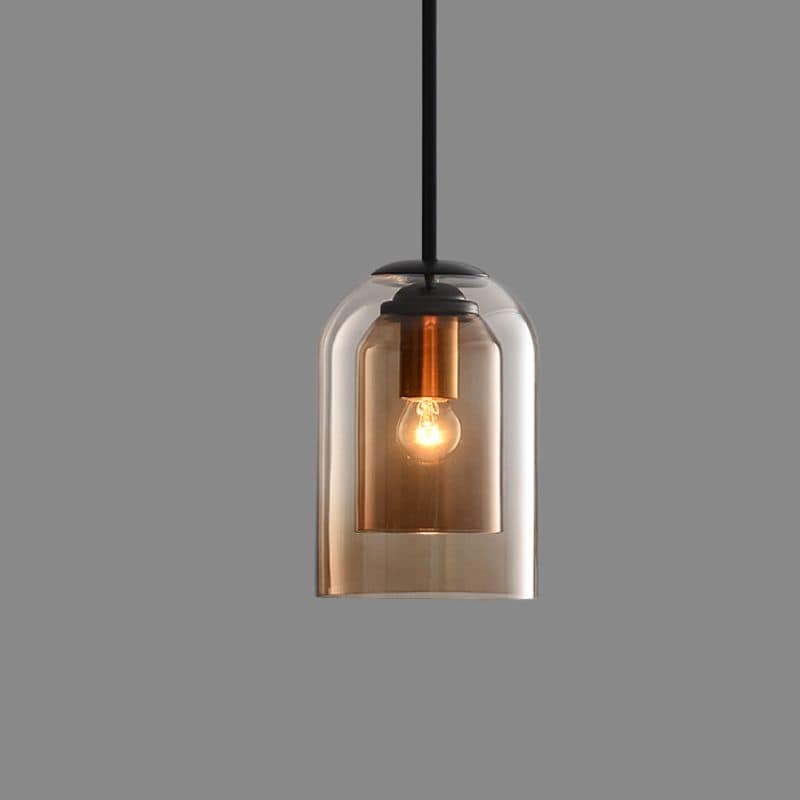 Lampa Wisząca Nowoczesna ze Szklanym Kloszem i Regulowaną Długością Kabla - Bursztynowy