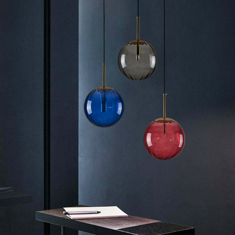 Lampa Wisząca Nowoczesna ze Szklanym Kloszem w Kształcie Kuli - 4