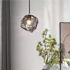 Lampa Wisząca Nowoczesna ze Szklanym Kloszem w Kształcie Skały - 4