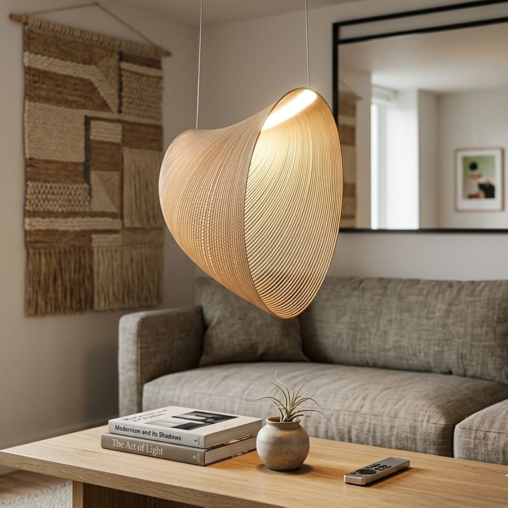 Lampa Wisząca Organiczna z Drewna Brzozowego w Stylu Skandynawskim - 3