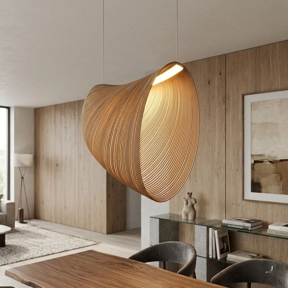 Lampa Wisząca Organiczna z Drewna Brzozowego w Stylu Skandynawskim - 4