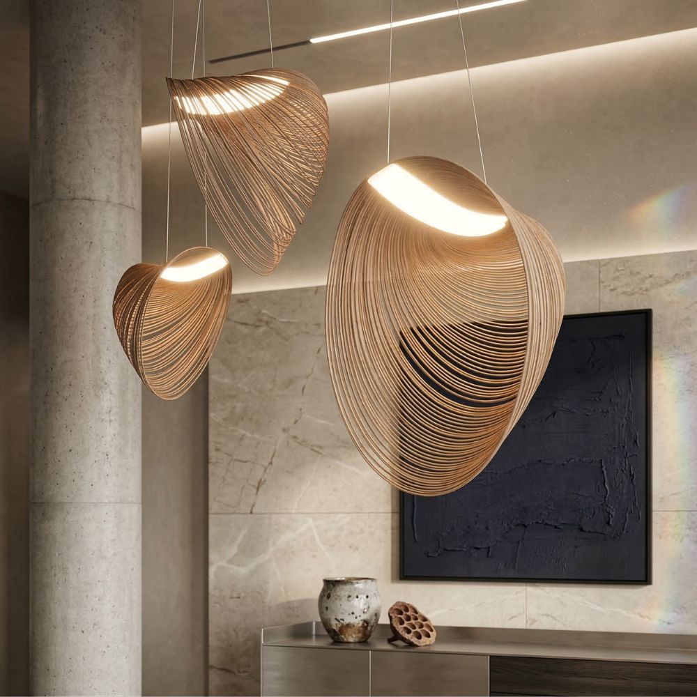 Lampa Wisząca Organiczna z Drewna Brzozowego w Stylu Skandynawskim - 8
