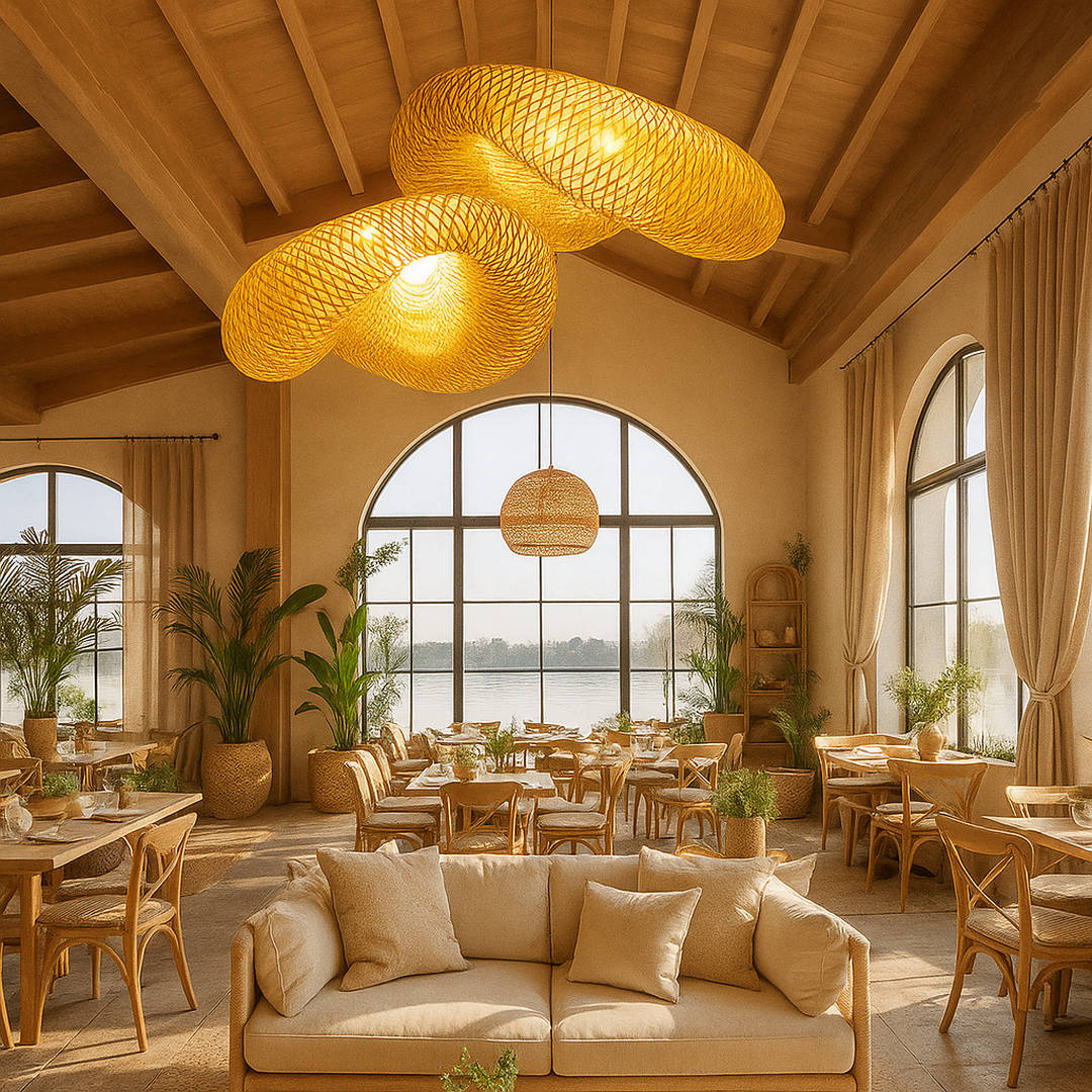 Lampa Wisząca Pleciona Bambusowa w Stylu Boho - 3