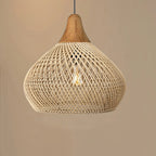 Lampa Wisząca Rattanowa Boho ze Drewnianym Detalem - 9