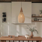 Lampa Wisząca Rattanowa Boho ze Drewnianym Detalem - 4