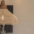 Lampa Wisząca Rattanowa Boho ze Drewnianym Detalem - 6