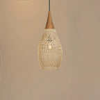 Lampa Wisząca Rattanowa Boho ze Drewnianym Detalem - 7