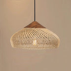 Lampa Wisząca Rattanowa Boho ze Drewnianym Detalem - 8