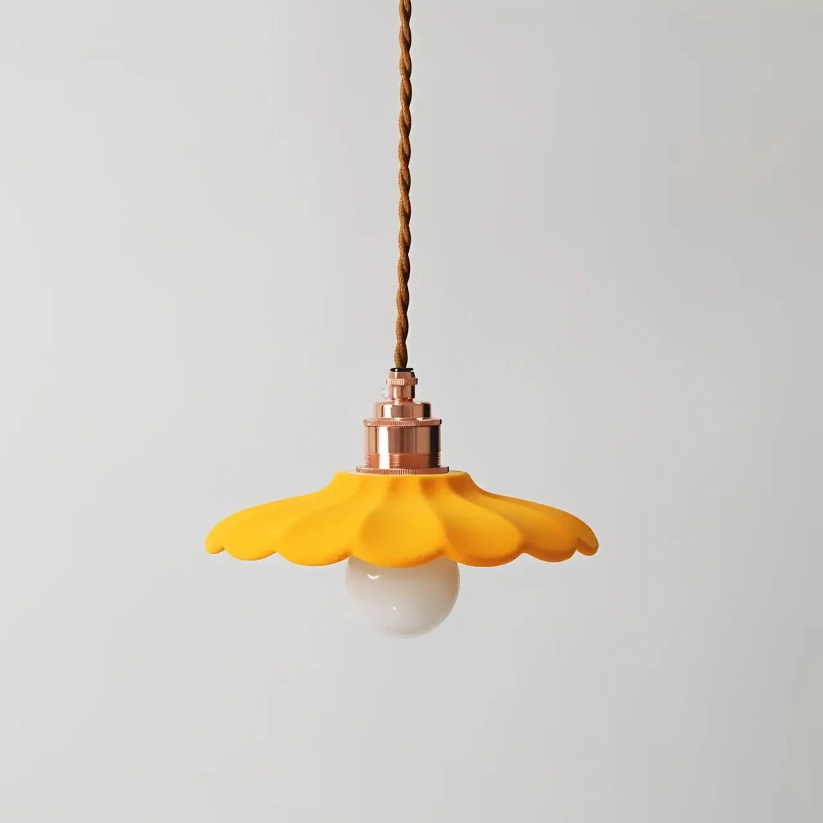 Lampa Wisząca Retro z Ceramicznym Kloszem w Kształcie Płatka - 10