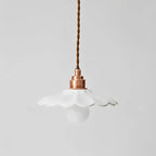 Lampa Wisząca Retro z Ceramicznym Kloszem w Kształcie Płatka - Biały