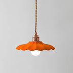 Lampa Wisząca Retro z Ceramicznym Kloszem w Kształcie Płatka - Pomarańczowy